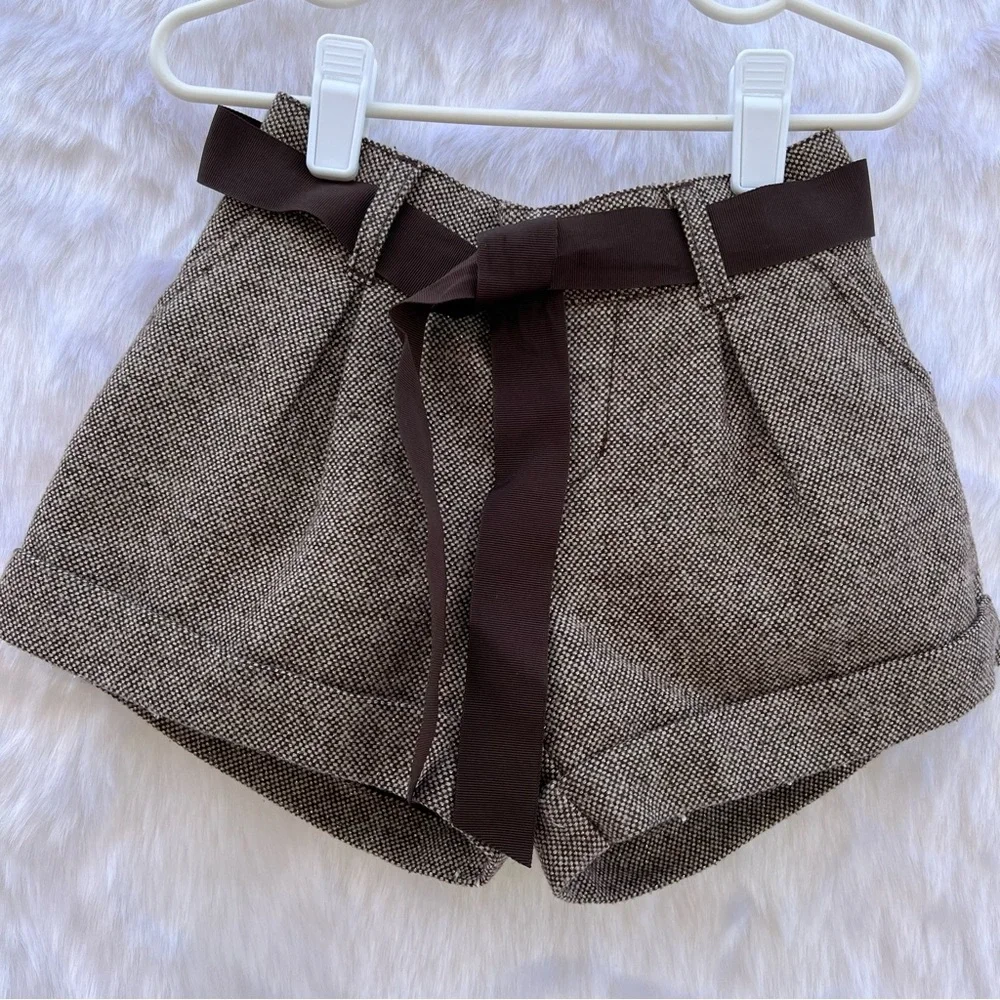 Gymboree Girls‎ Brown Tweed Shorts Size 6 Ribbon Waist